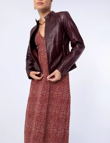 Giacca pelle bordeaux stile - in,